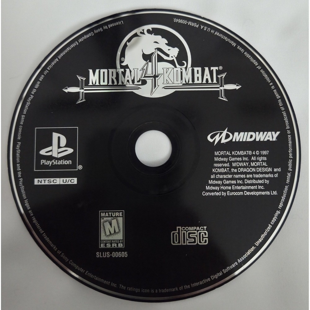 Mortal Kombat 4 MK4 (Sony PS1, 1997) Authentic Game Disc Only TESTED